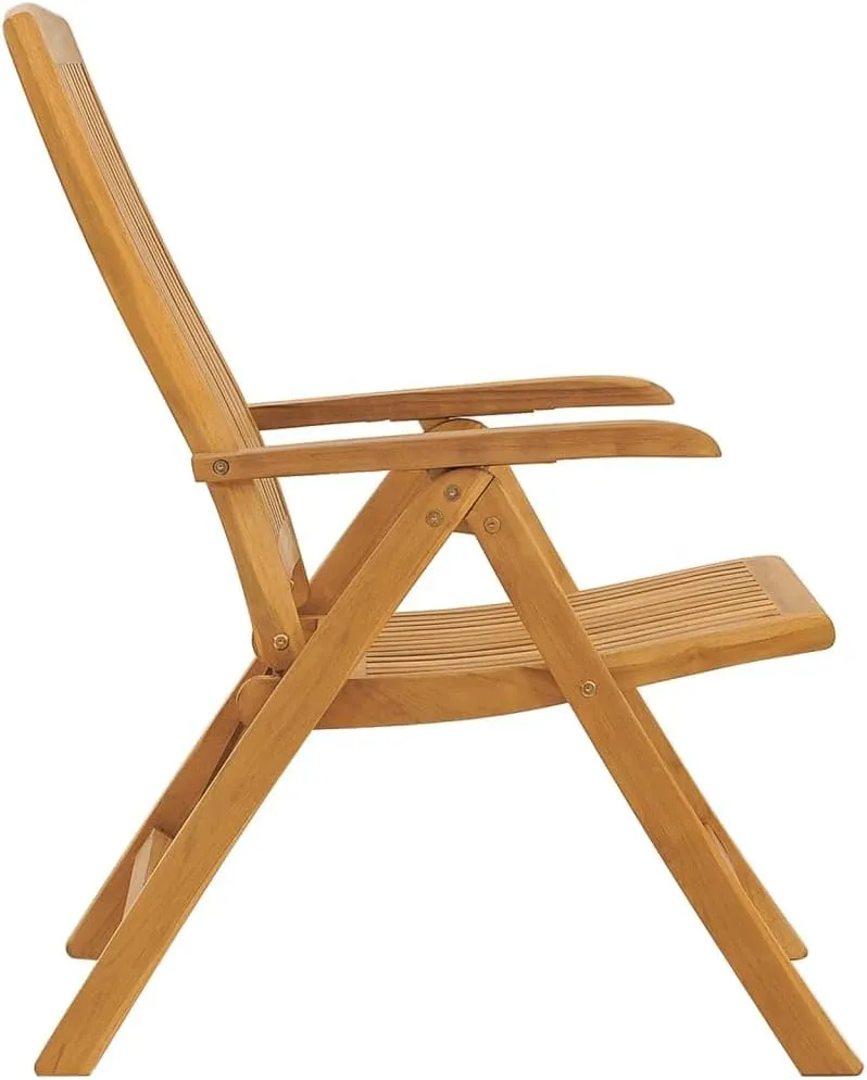 Reclining Patio Chairs with Cushions 4 pcs Solid Wood Teak Adjustable Backrest Foldable Outdoor Lounge Chairs for Patio, Garden, and Poolside