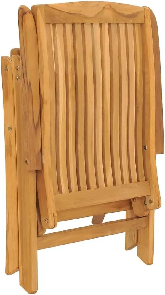 Reclining Patio Chairs with Cushions 4 pcs Solid Wood Teak Adjustable Backrest Foldable Outdoor Lounge Chairs for Patio, Garden, and Poolside