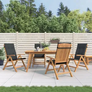 Reclining Patio Chairs with Cushions 4 pcs Solid Wood Teak Adjustable Backrest Foldable Outdoor Lounge Chairs for Patio, Garden, and Poolside