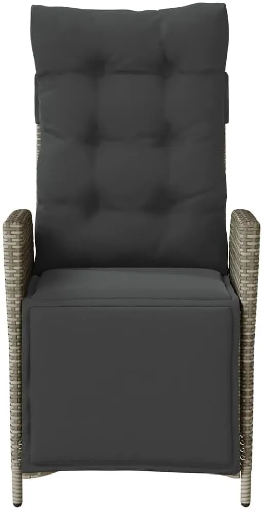 Reclining Patio Chairs with Footrest Set of 2 Gray PE Rattan Adjustable Outdoor Lounge Chairs for Garden, Patio, Poolside, Relaxation