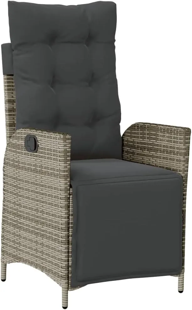 Reclining Patio Chairs with Footrest Set of 2 Gray PE Rattan Adjustable Outdoor Lounge Chairs for Garden, Patio, Poolside, Relaxation