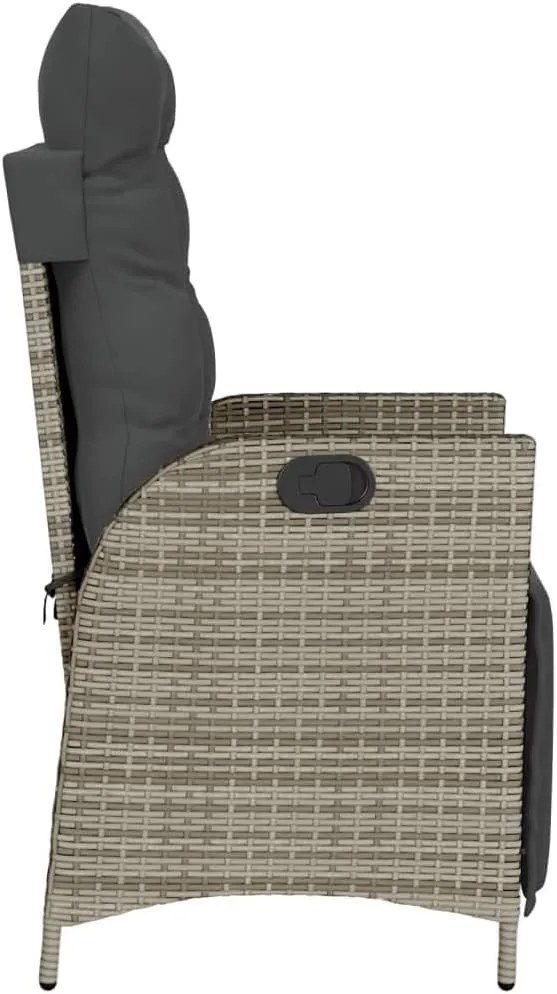 Reclining Patio Chairs with Footrest Set of 2 Gray PE Rattan Adjustable Outdoor Lounge Chairs for Garden, Patio, Poolside, Relaxation