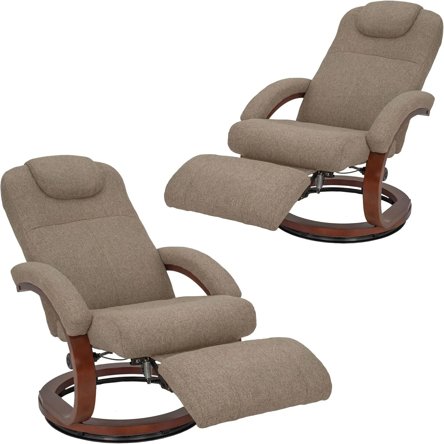 RecPro Charles 28" RV Euro Chair Recliner | Modern Design | RV Furniture | Cloth (Oatmeal, 2 Chairs)