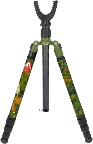 Rekon Gear CFS-1 Ultra-Light Carbon Fiber Shooting Sticks with Non-Marring 360° Y-1 Yoke, Camo Leg Wraps, Twist Lock Legs, Quick Elevation Adjustment Center Axis Pole R002