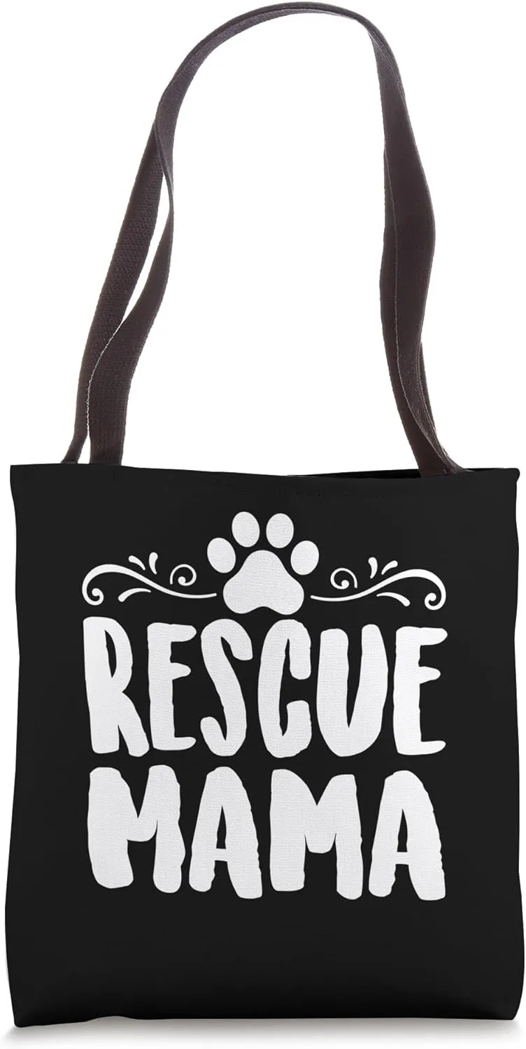 Rescue Mama Funny Dog Mom Animal Shelter Paw Print Tote Bag