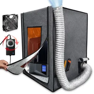 Resin 3D Printer Enclosure with Ventilation, 3D Printer Vented Enclosure Tent Eliminate Odors Dustproof Isolate Noise, Fireproof Cover, Compatible with Creality Anycubic Elegoo LCD Resin UV 3D Printer