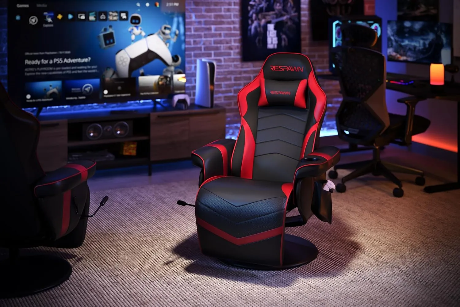 RESPAWN 900 Gaming Recliner - Video Games Console Recliner Chair, Computer Recliner, Adjustable Leg Rest and Recline, Recliner with Cupholder, Reclining Gaming Chair with Footrest - Red