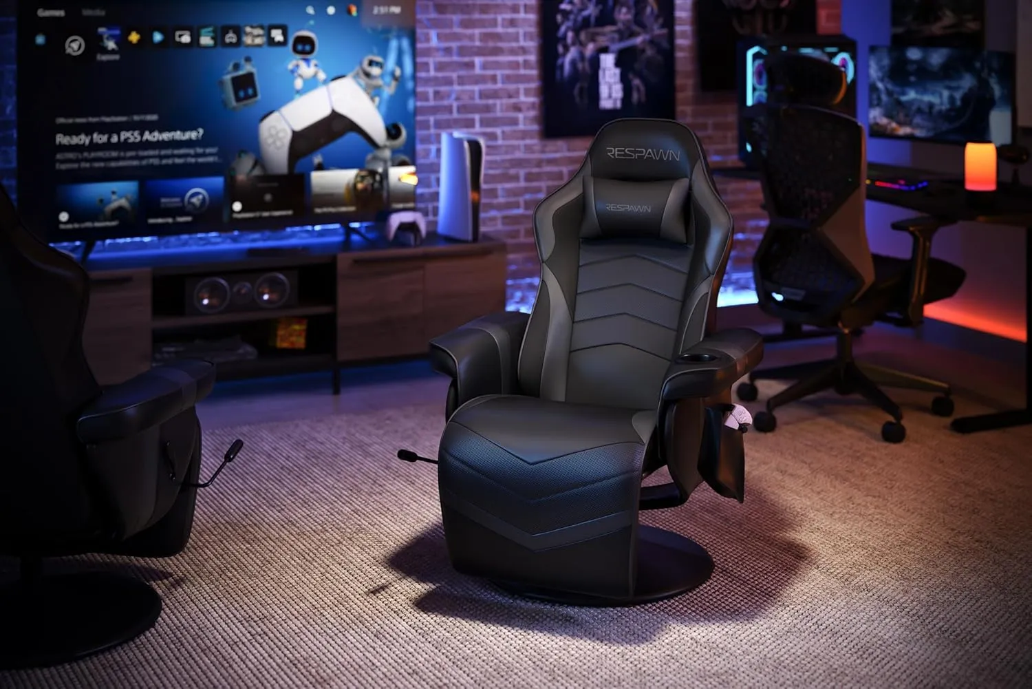 RESPAWN 900 Racing Style Gaming Recliner, Reclining Gaming Chair, in Gray RSP 900 GRY