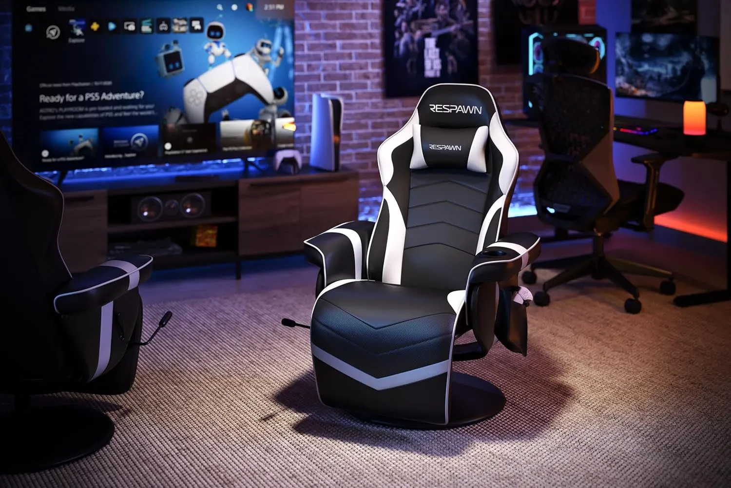 RESPAWN 900 Racing Style Gaming Recliner, Reclining Gaming Chair, in White RSP 900 WHT