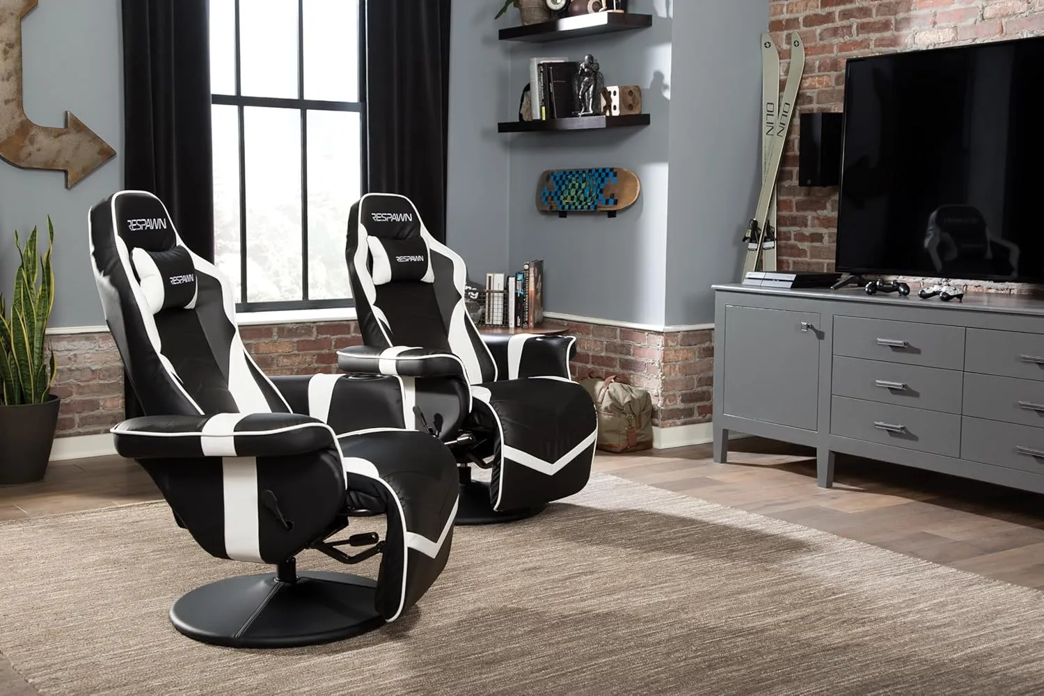 RESPAWN 900 Racing Style Gaming Recliner, Reclining Gaming Chair, in White RSP 900 WHT