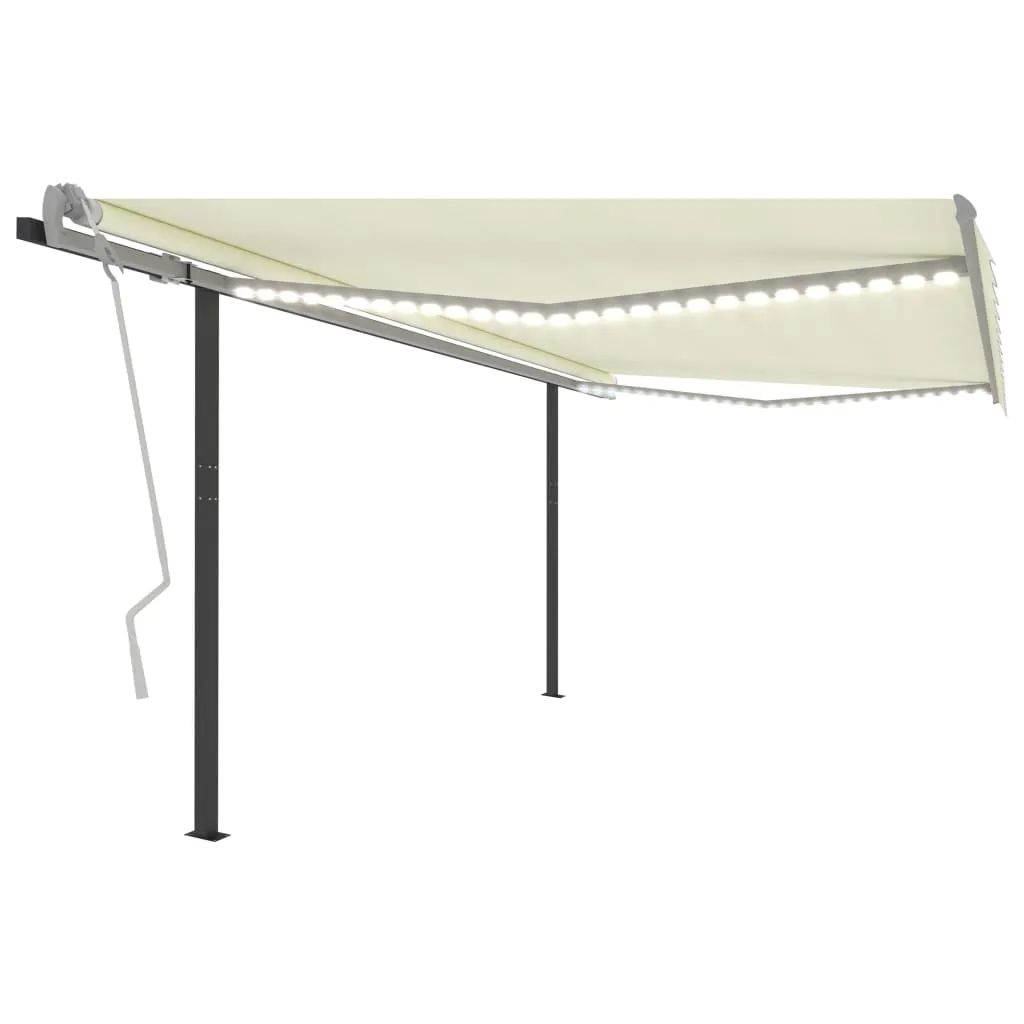 Retractable Awning LED Awning Hand Crank and Posts Sunshade Shelter