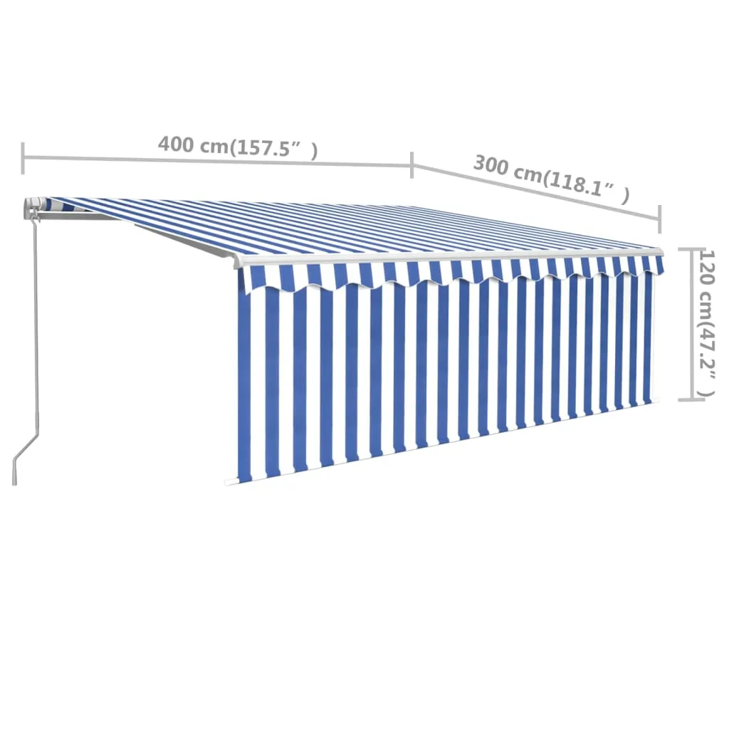 Retractable Patio Awning with Hand Crank and Valance Sunshade Shelter