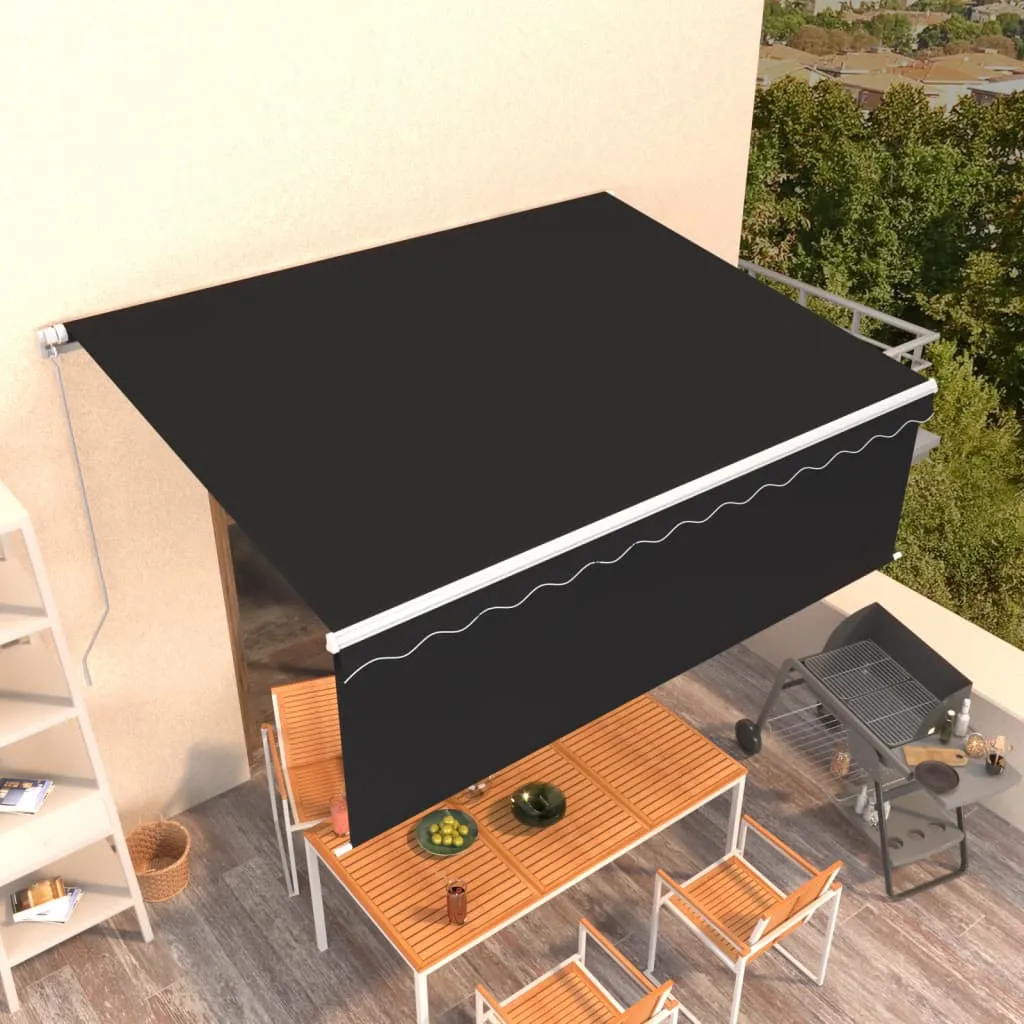 Retractable Patio Awning with Hand Crank and Valance Sunshade Shelter