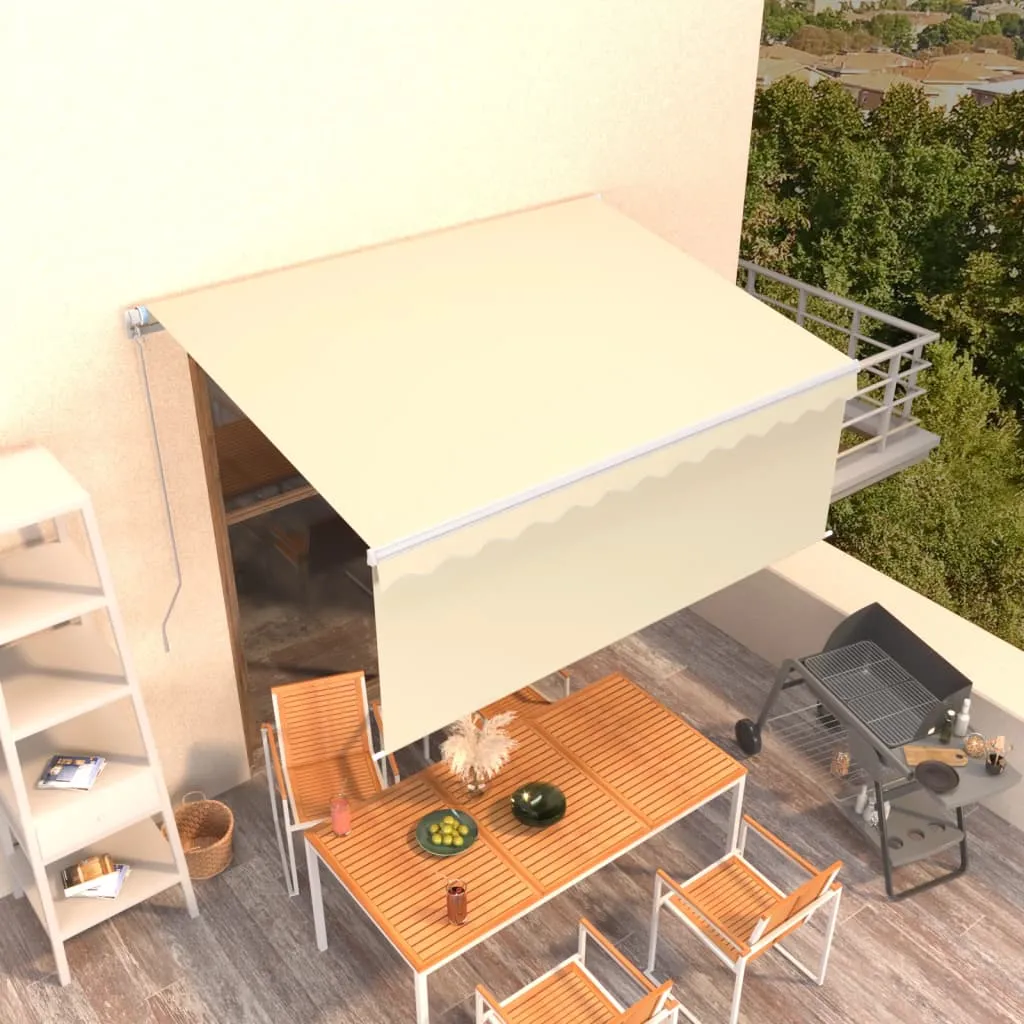 Retractable Patio Awning with Hand Crank and Valance Sunshade Shelter