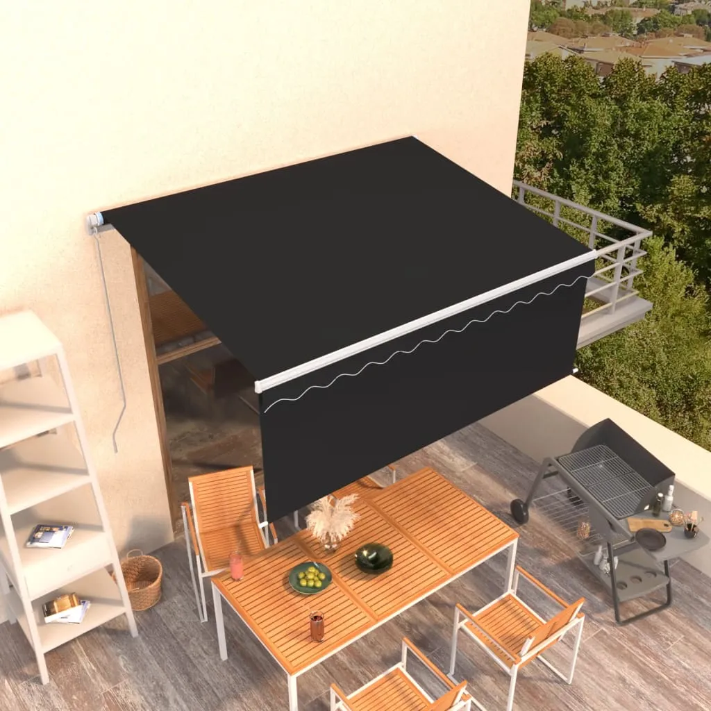 Retractable Patio Awning with Hand Crank and Valance Sunshade Shelter