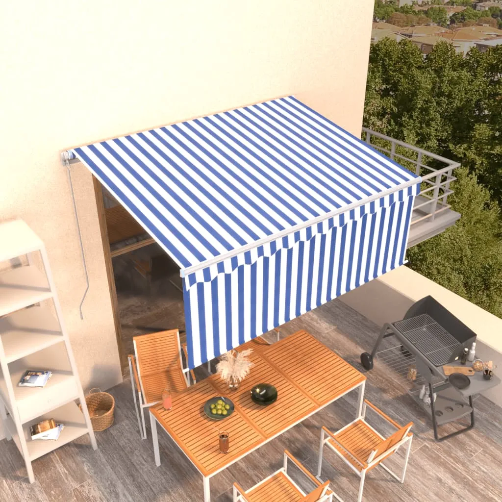 Retractable Patio Awning with Hand Crank and Valance Sunshade Shelter