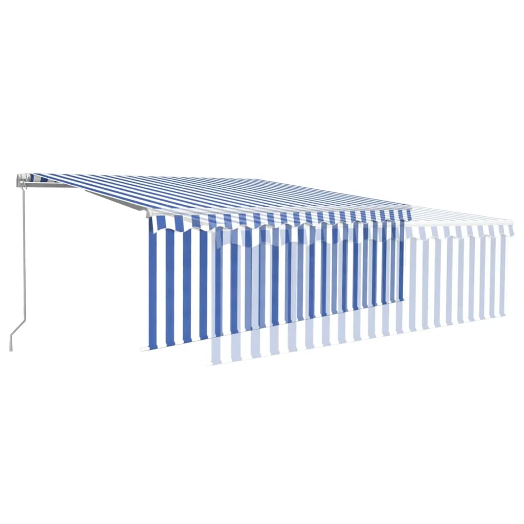 Retractable Patio Awning with Hand Crank and Valance Sunshade Shelter