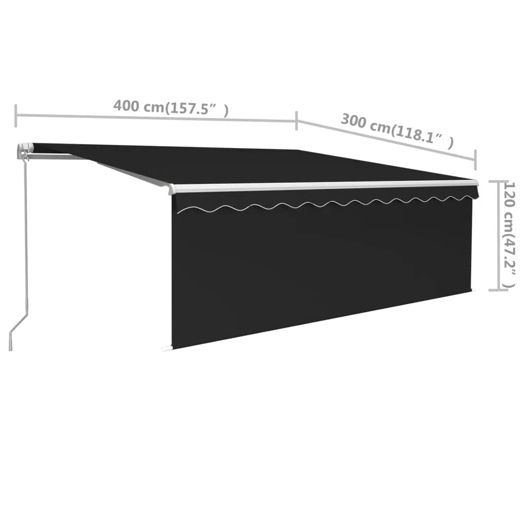 Retractable Patio Awning with Hand Crank and Valance Sunshade Shelter