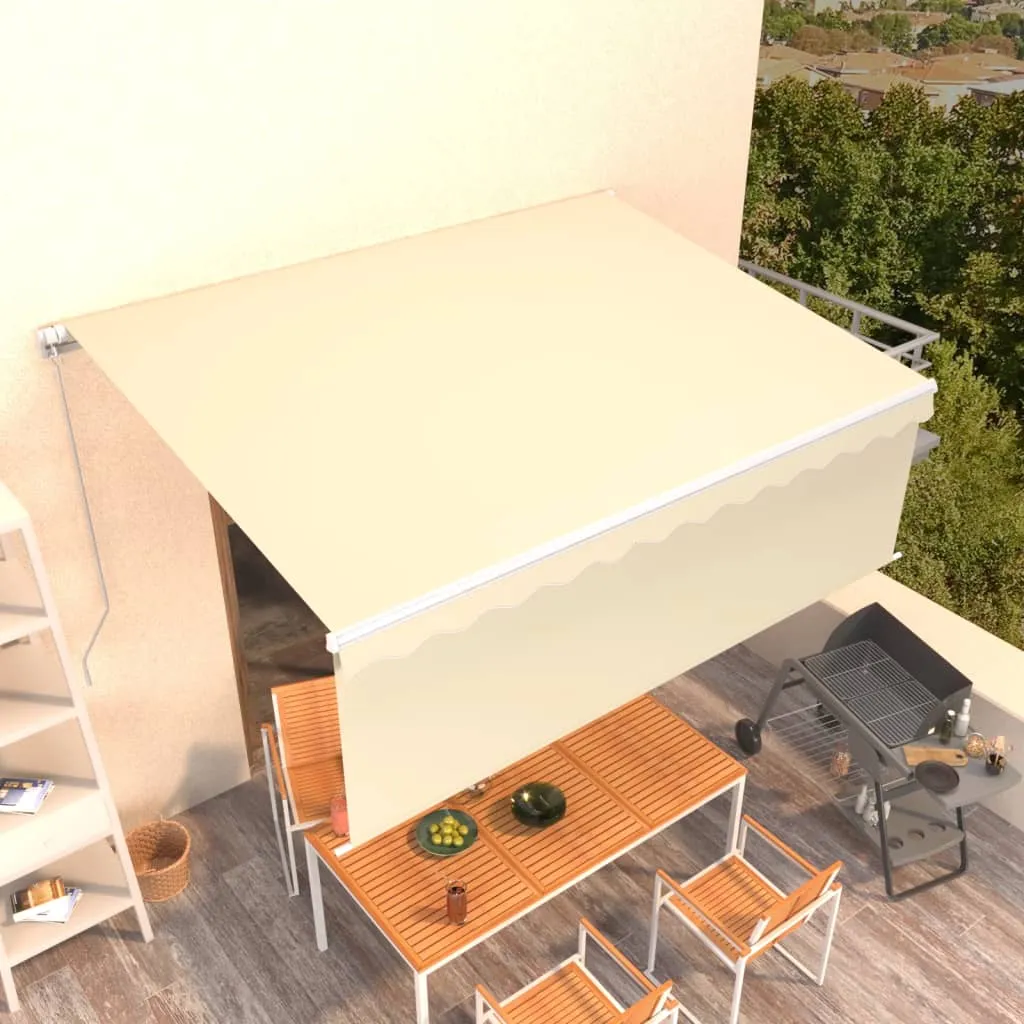 Retractable Patio Awning with Hand Crank and Valance Sunshade Shelter