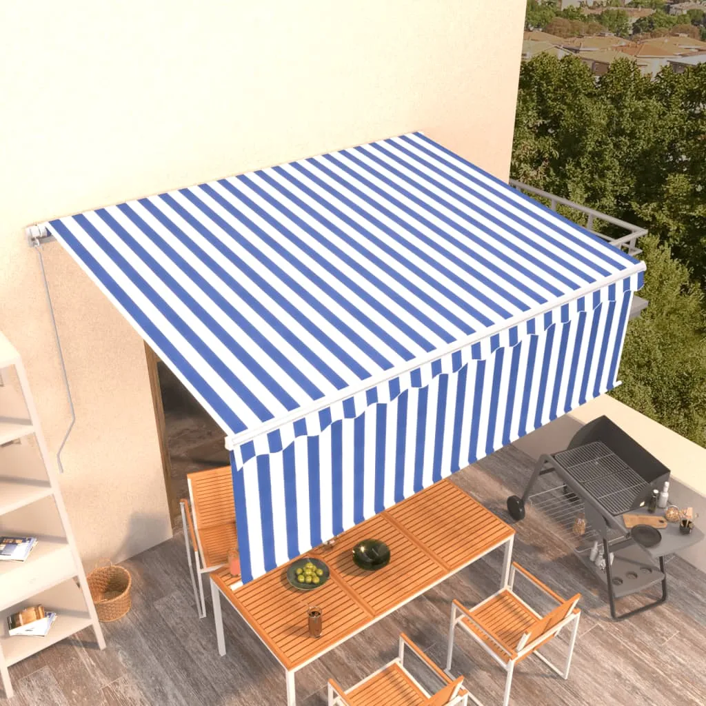Retractable Patio Awning with Hand Crank and Valance Sunshade Shelter