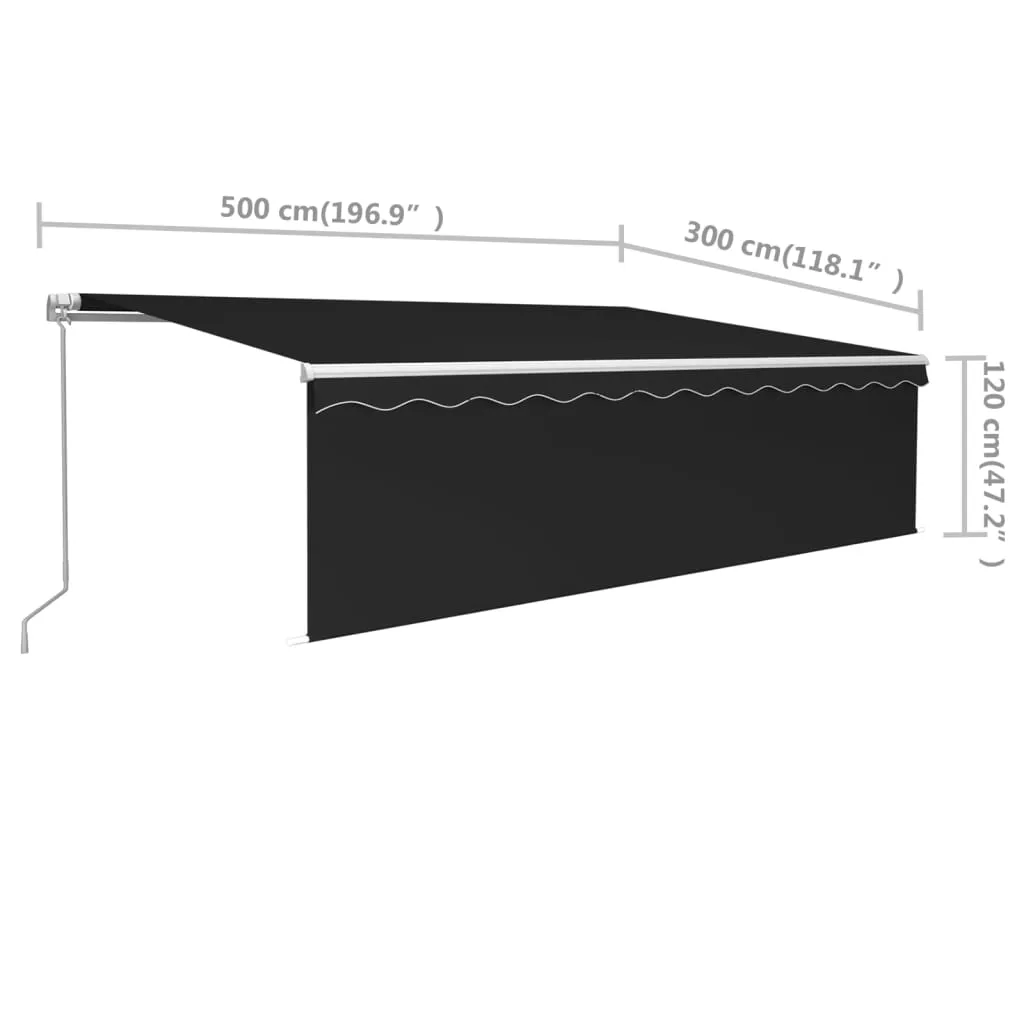 Retractable Patio Awning with Hand Crank and Valance Sunshade Shelter