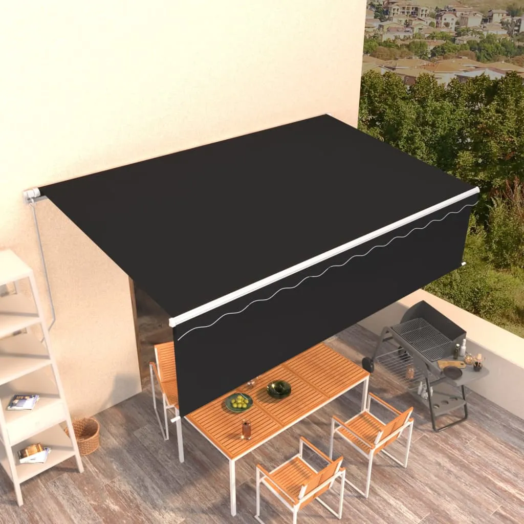 Retractable Patio Awning with Hand Crank and Valance Sunshade Shelter