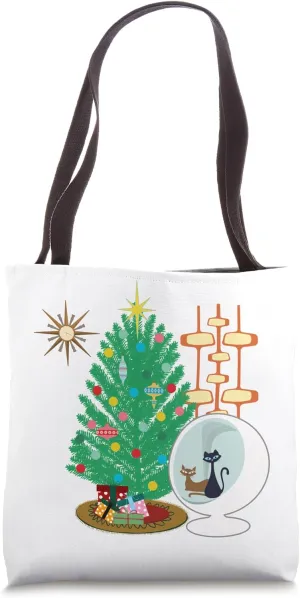 Retro MCM Mid Century Cute Christmas Cat Mens Girls Womens Tote Bag