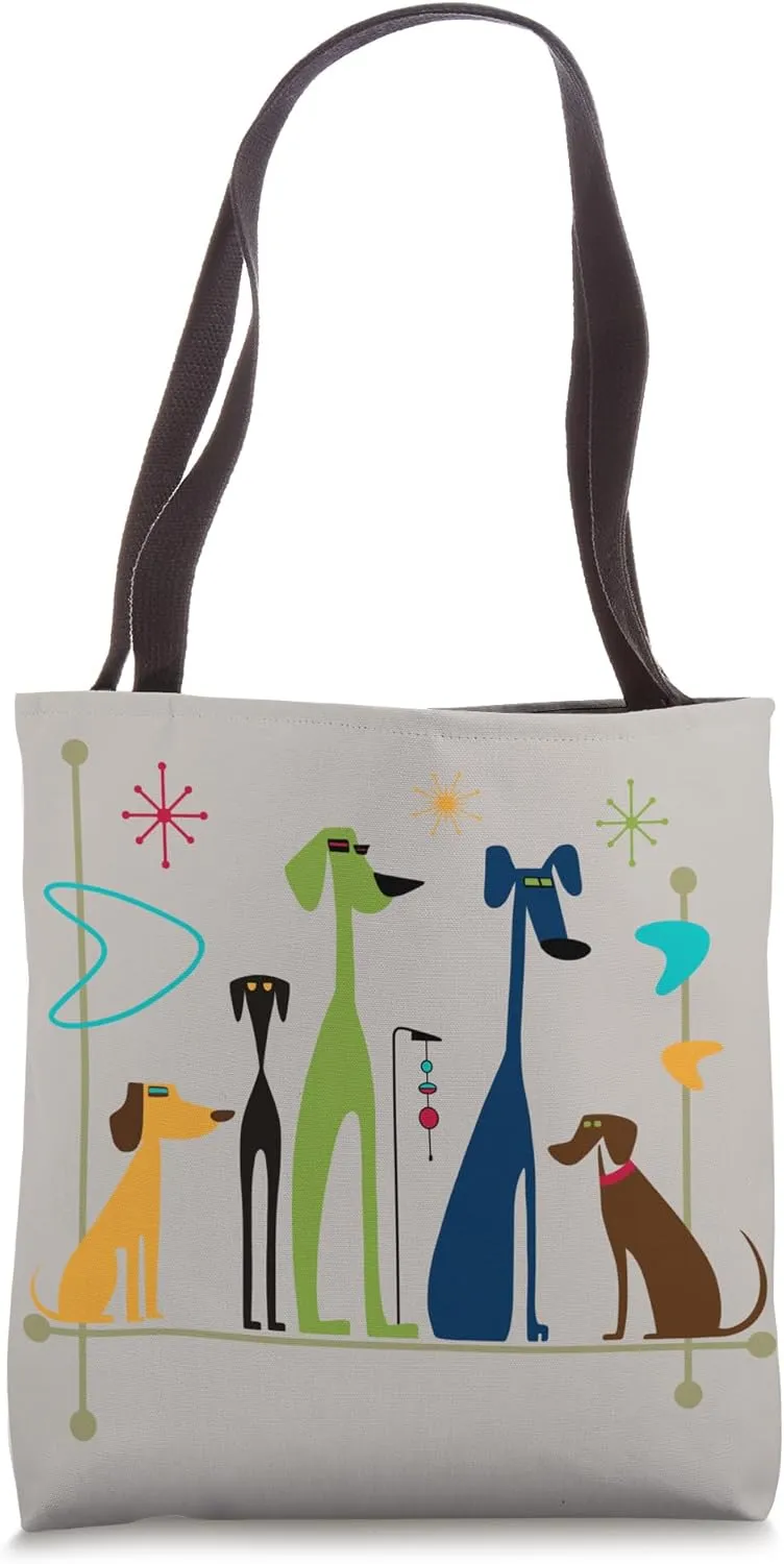 Retro Mid-Century Modern Dogs 50s 60s Style Tote Bag