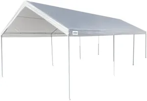 Retro Renaissance Carport Shelter - 12' x 26' White, 312 Sq. Ft. of Shade, Powder-Coated Steel Frame, 6-Leg Design, Durable and Weather-Resistant for Vehicles, Equipment, or Outdoor Storage