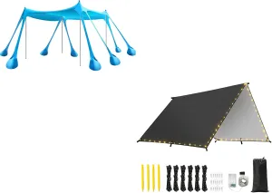 Rhino Valley Beach Tent Sun Shelter with Waterproof Tent Tarp, Large Outdoor Shelter Cover with Light Strings