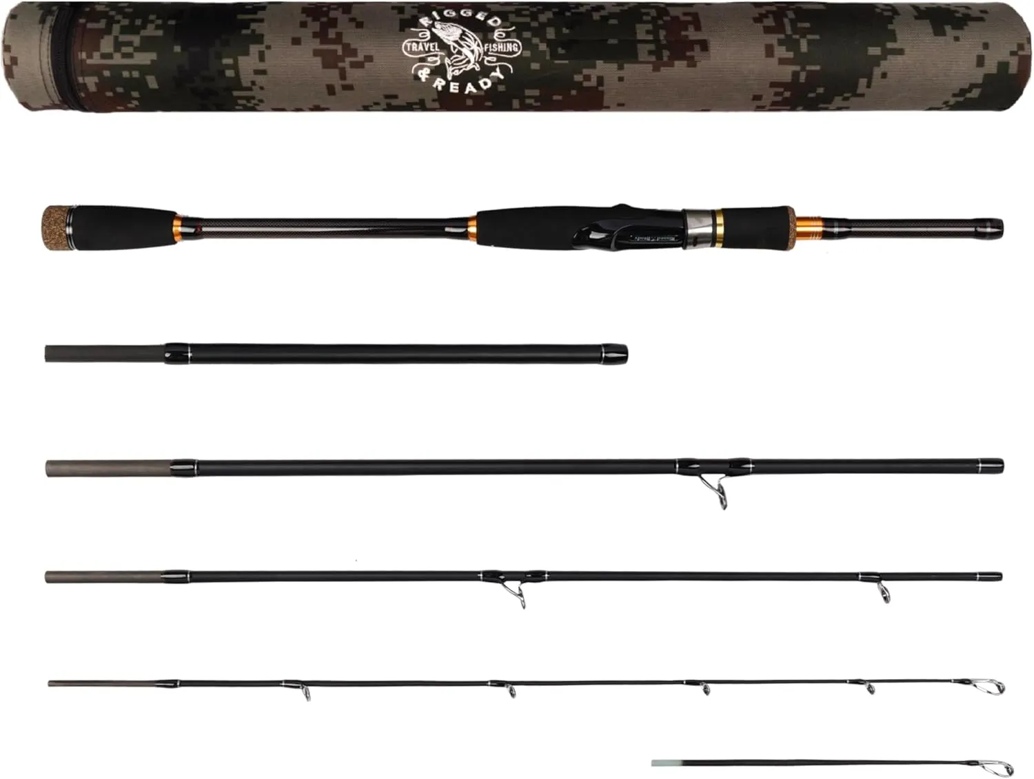 Rigged and Ready Predator Series Spin-Baitcast Fishing Rods. Compact hi-Carbon rods. Unique Spin/cast Micro Trigger. 4 Rod Sections, 2 Tips, case for Mobile Travel Rod Angling. Max 15Kg 33lbs Fish