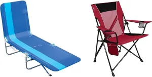 Rio Beach 72“ x 22“ x 10" Folding Backpack Beach Lounge Chair Bundle with Kijaro Dual Lock Folding Camping Chairs, Red Rock Canyon