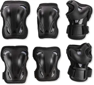 Rollerblade Skate Gear 3 Pack Protective Gear, Knee Pads, Elbow Pads and Wrist Guards, Inline Skating, Multi Sport Protection, Unisex, Black