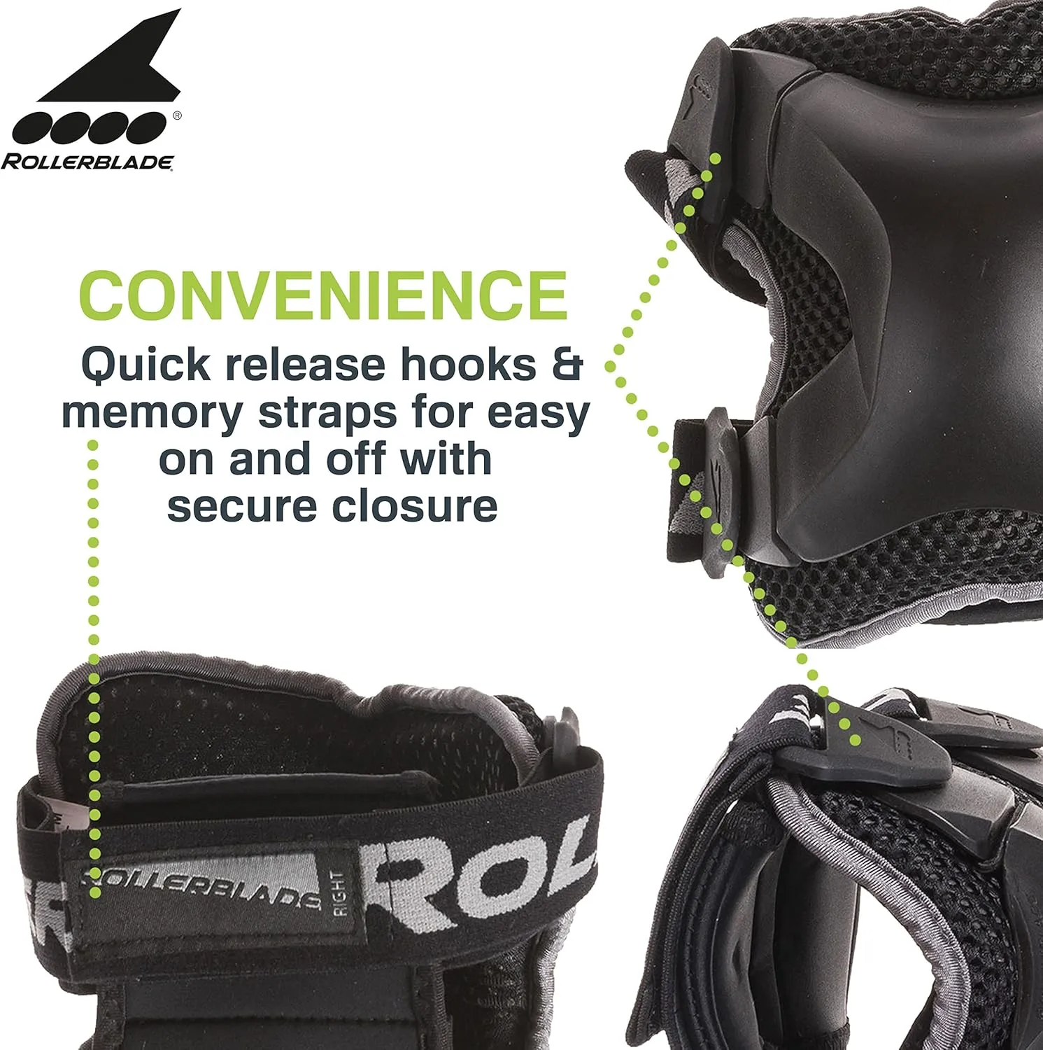 Rollerblade X Gear 3 Pack Protective Gear, Knee Pads, Elbow Pads and Wrist Guards, Inline Skating, Multi Sport Protection, Unisex, Black