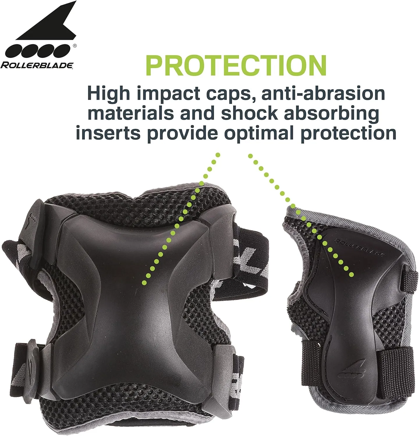 Rollerblade X Gear 3 Pack Protective Gear, Knee Pads, Elbow Pads and Wrist Guards, Inline Skating, Multi Sport Protection, Unisex, Black