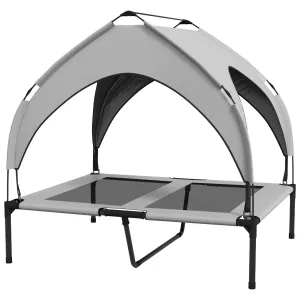 Rootz Dog Bed with Roof - Outdoor Dog Shelter - Elevated Dog Cot - Breathable & Water-Repellent - 91 x 76 x 89 cm - Comfort & Protection