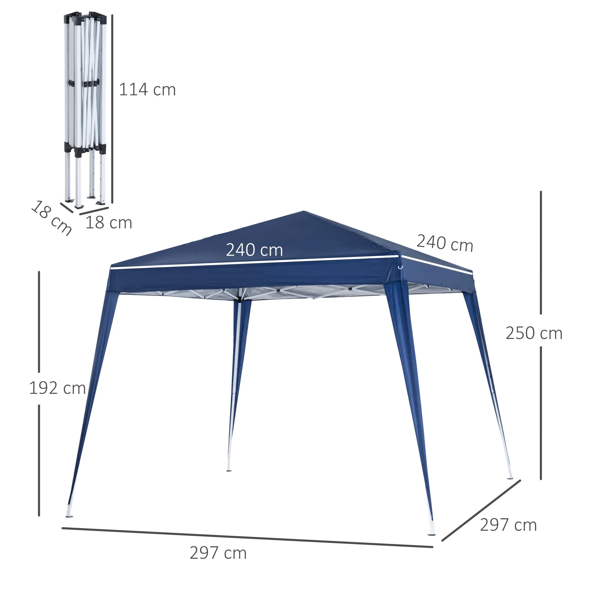 Rootz Pop-Up Garden Pavilion - Foldable Tent - Outdoor Canopy - UV-Resistant - 3x3m - Blue - Easy Setup with Carrying Bag