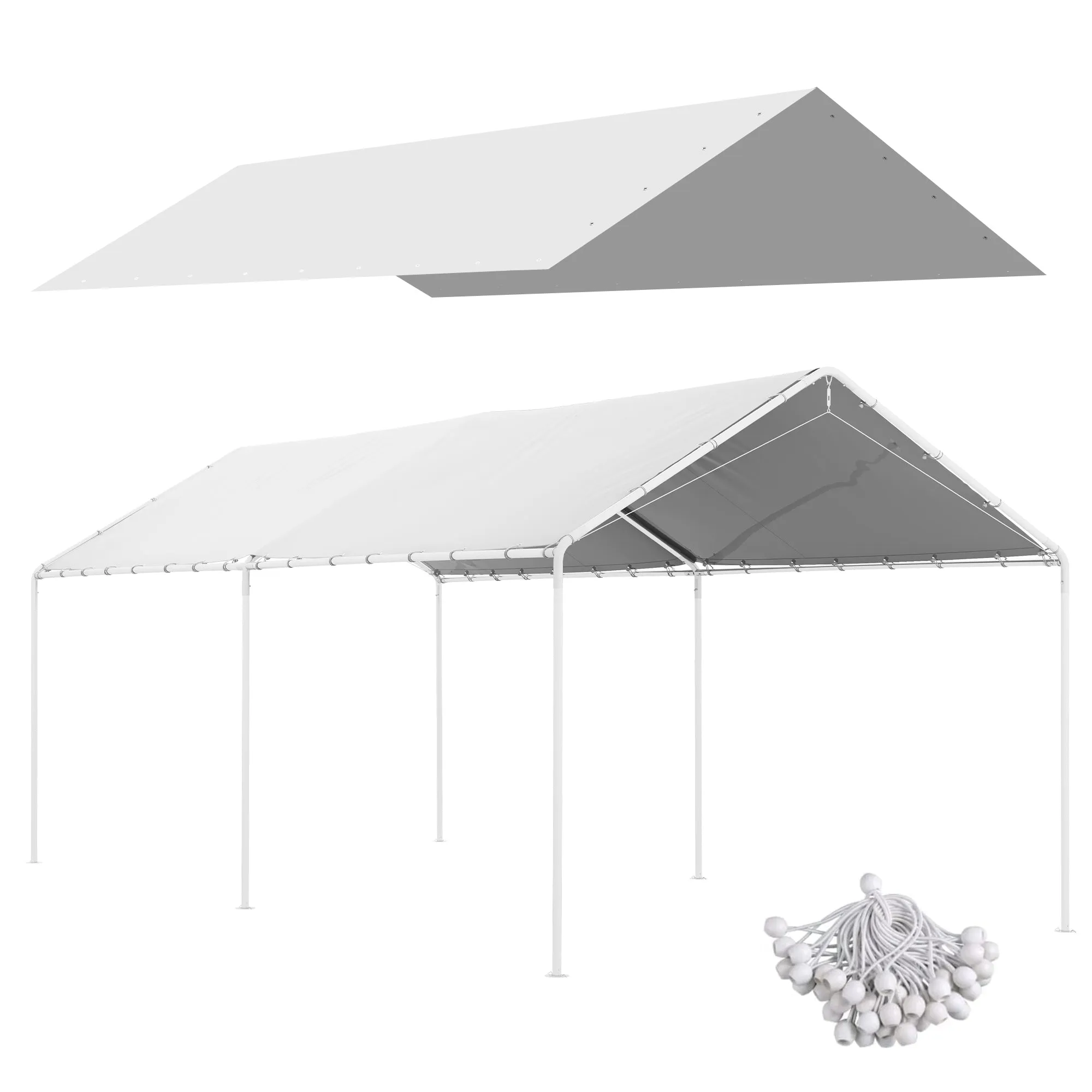Rootz Replacement Tarpaulin - Canopy Cover - Car Shelter Cover - UV Resistant - 586L x 296W cm