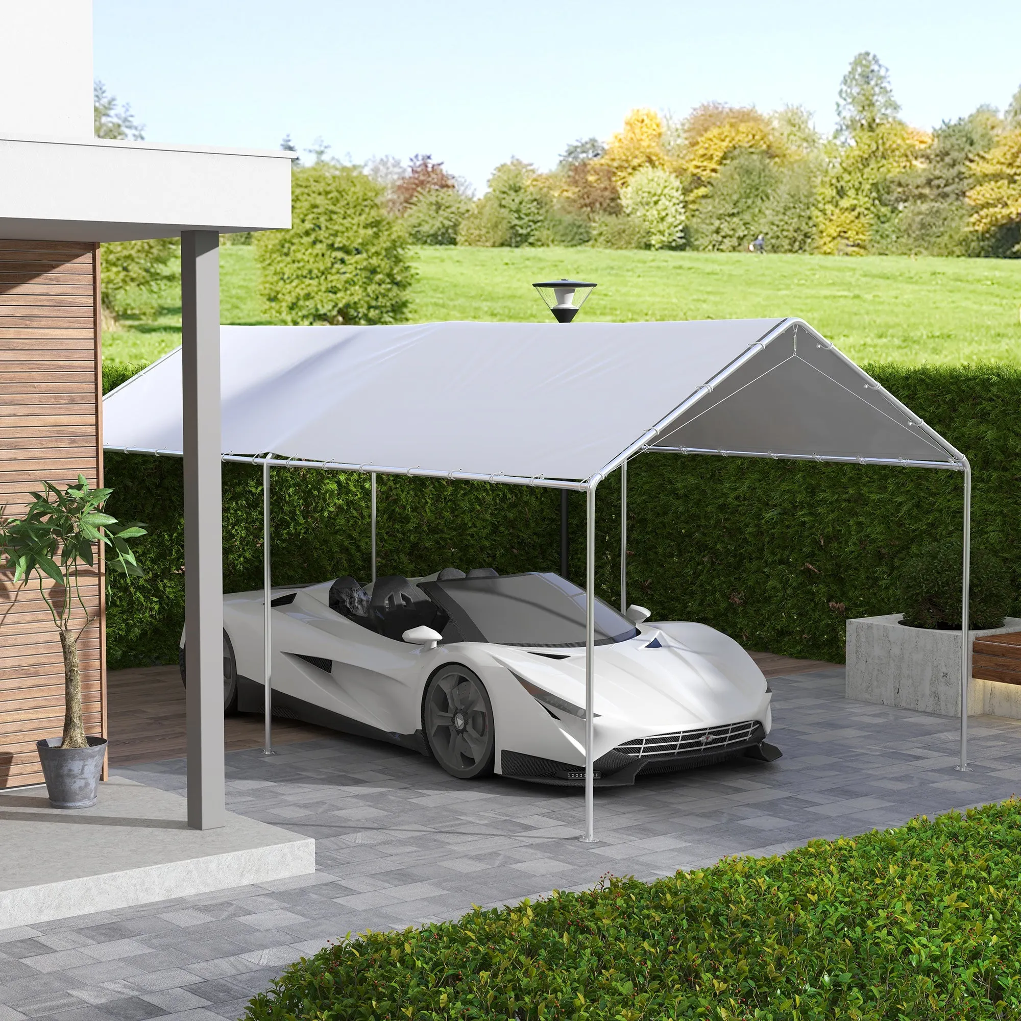 Rootz Replacement Tarpaulin - Canopy Cover - Car Shelter Cover - UV Resistant - 586L x 296W cm