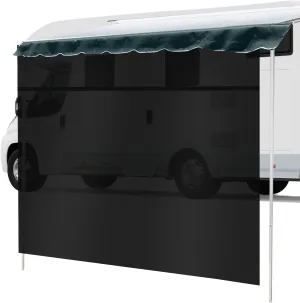 RV Awning Sun Shade Screen with Zipper 9'x18'3" Fit for 19FT Awning Universal Black Mesh Screen Sun Shade Complete Kits UV Blocker Sunscreen Canopy for Camper Trailer Motorhome Awnings Black