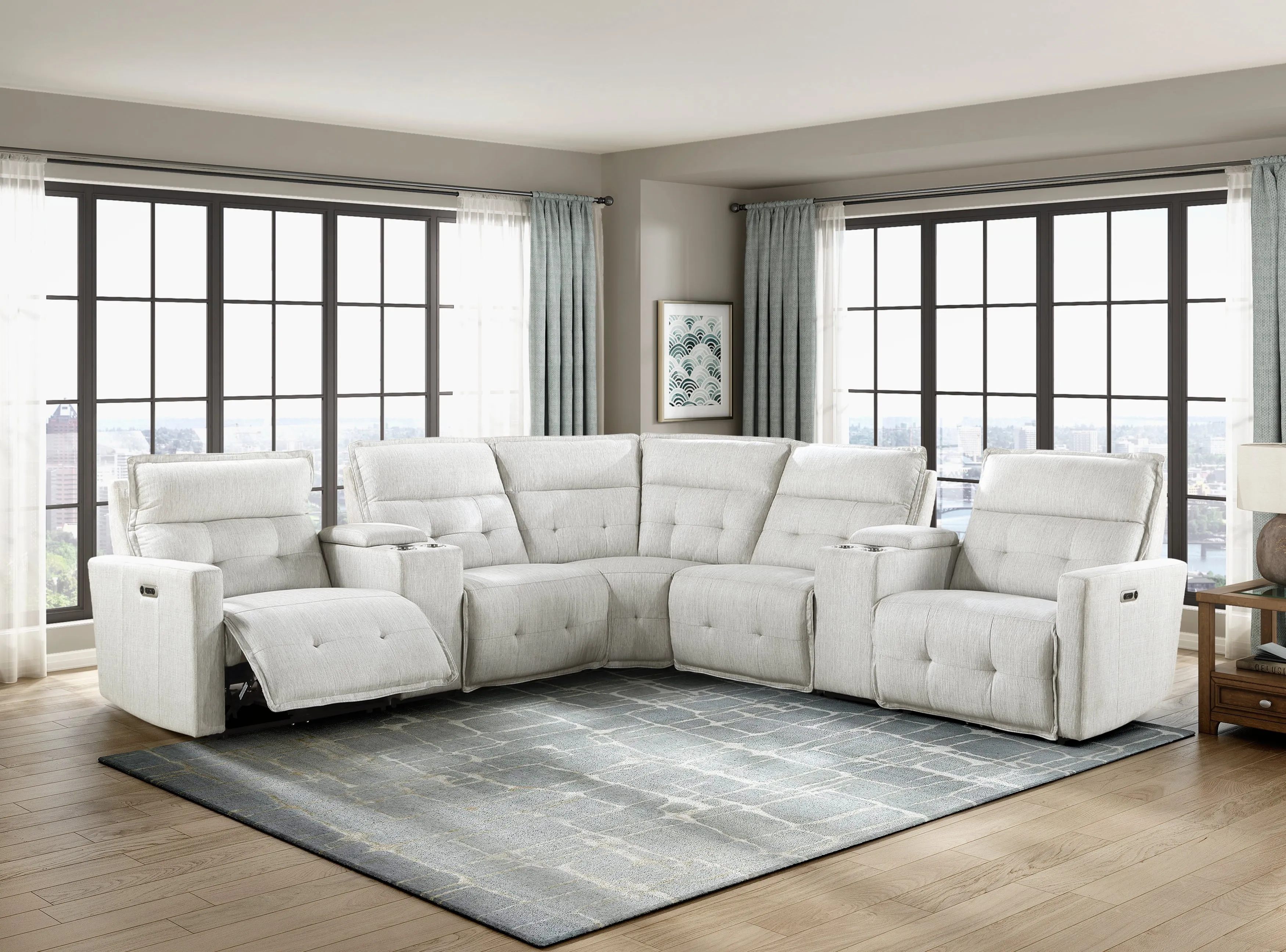 Salida (1/6)Power Left Side Reclining Chair with Power Headrest in White - 9444HMP-LRPWH