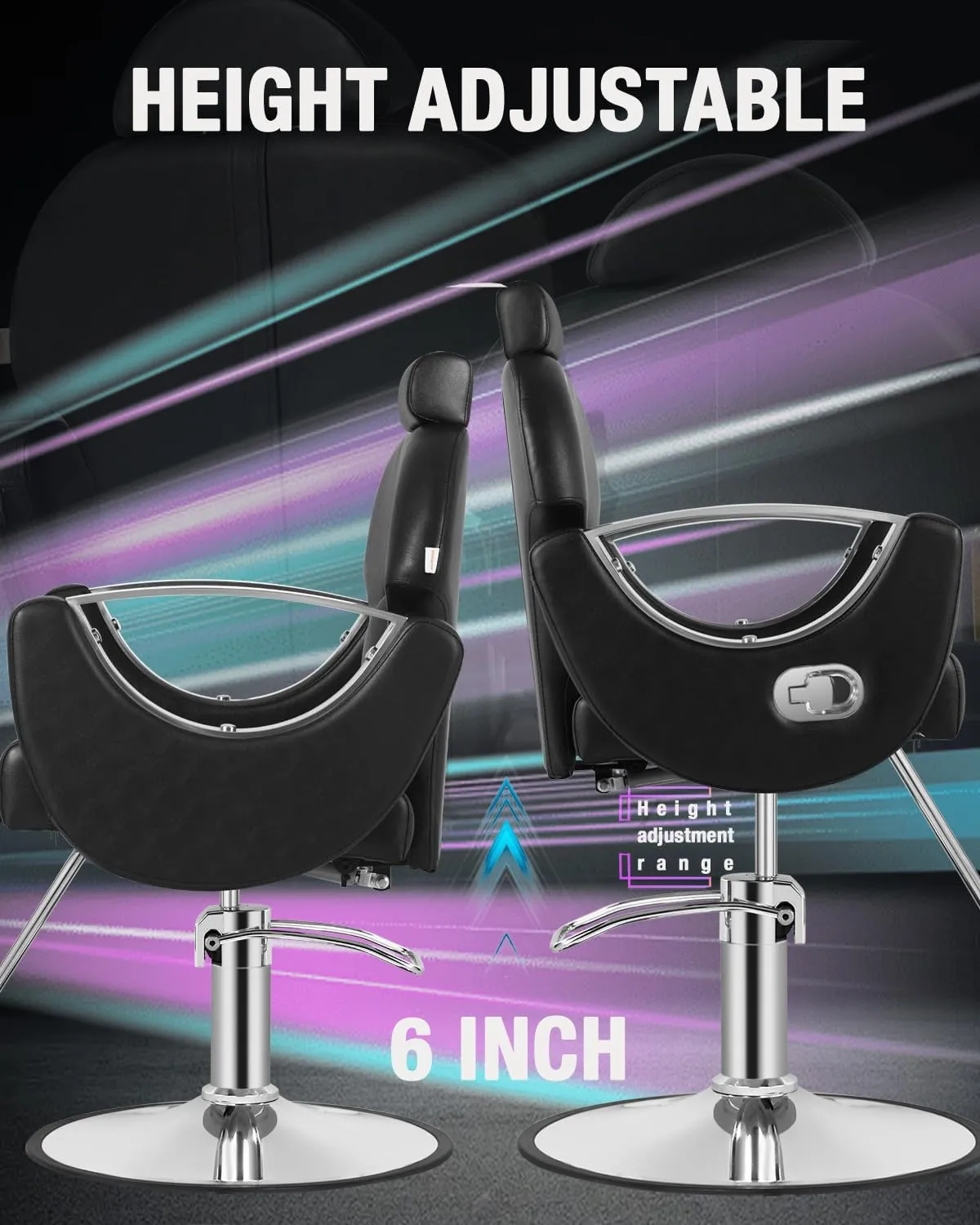 Salon Barber Chair, Reclining Salon Chair for Hair Stylist, Hair Chair with Heavy Duty Hydraulic Pump, 360 Degrees Swivel Styling Braiding Hairdresser Chairs for Home Barbershop, Pure Black