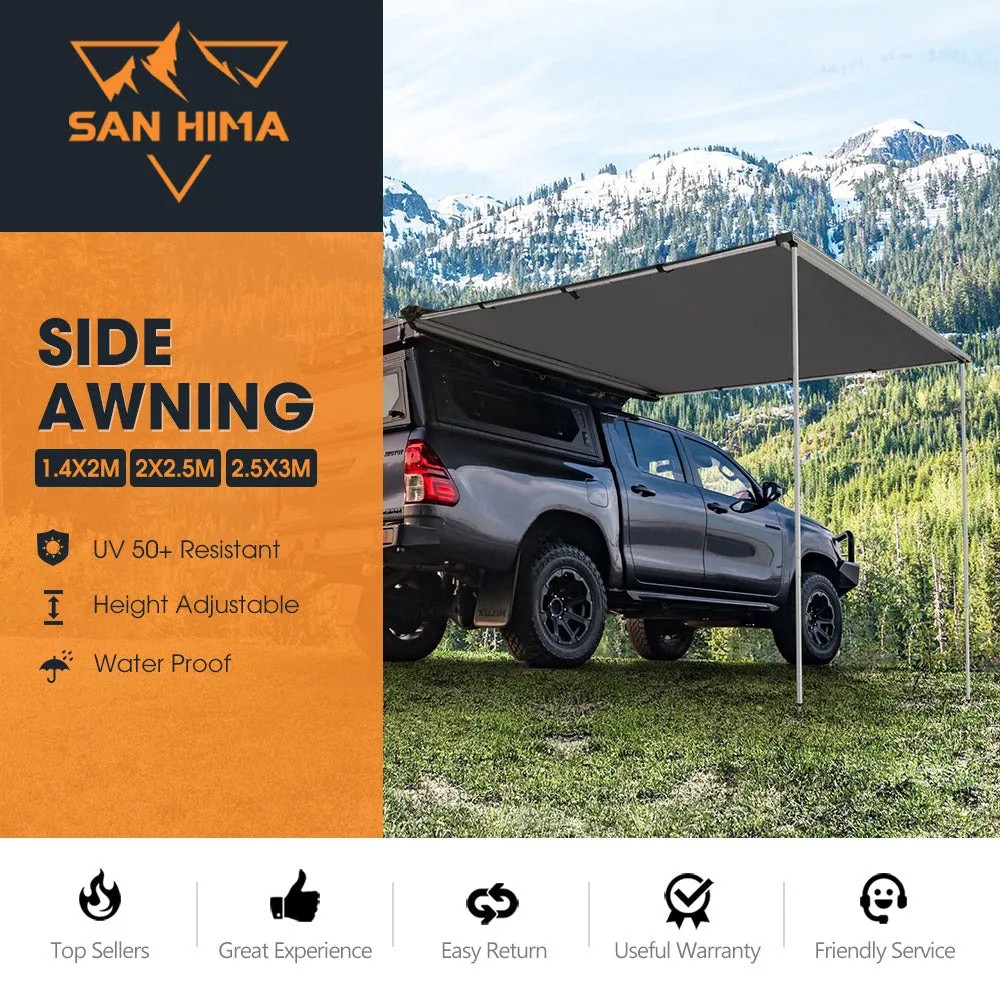 San Hima Car Side Awning Pull-out Telescoping Poles Waterproof Car Shade
