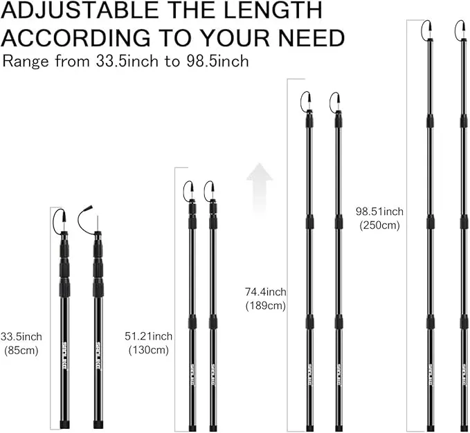 SANLIKE Tent Poles for Tarp, 8.2' Tarp Poles Set of 4, Tent Poles Replacement, Telescoping Pole, Canopy Poles, Camping Poles for Rooftop Tents, Trekking Pole Tent for Rain Fly, Camper, Awning – Gray