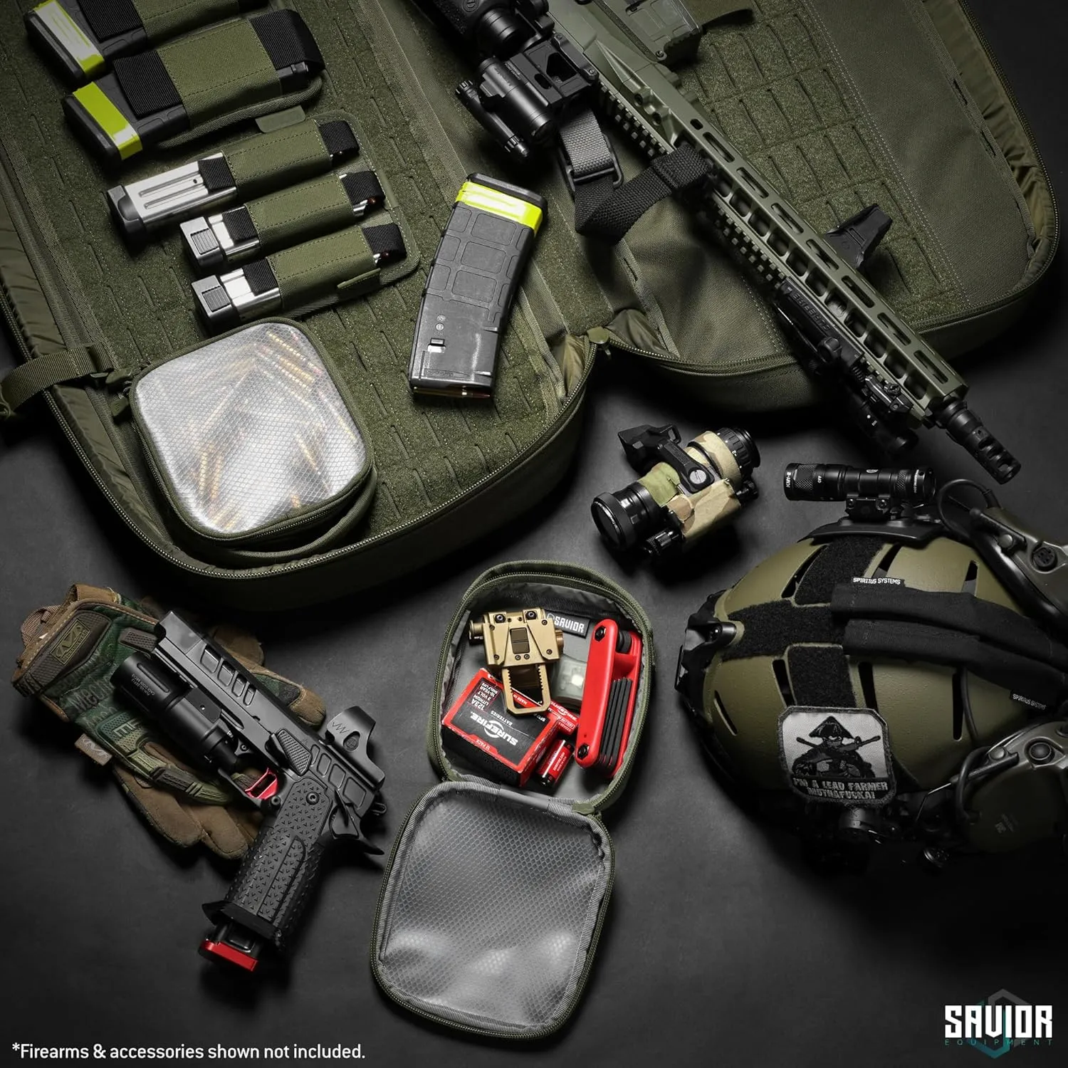 Savior Equipment Core Tactical Mesh Zipper Pouch, 6" x 6" Modular EDC Tool Organizer Range Gear Utility Storage Pocket w/Hook Backing, Dump Pouch with Handle, 2-Pack