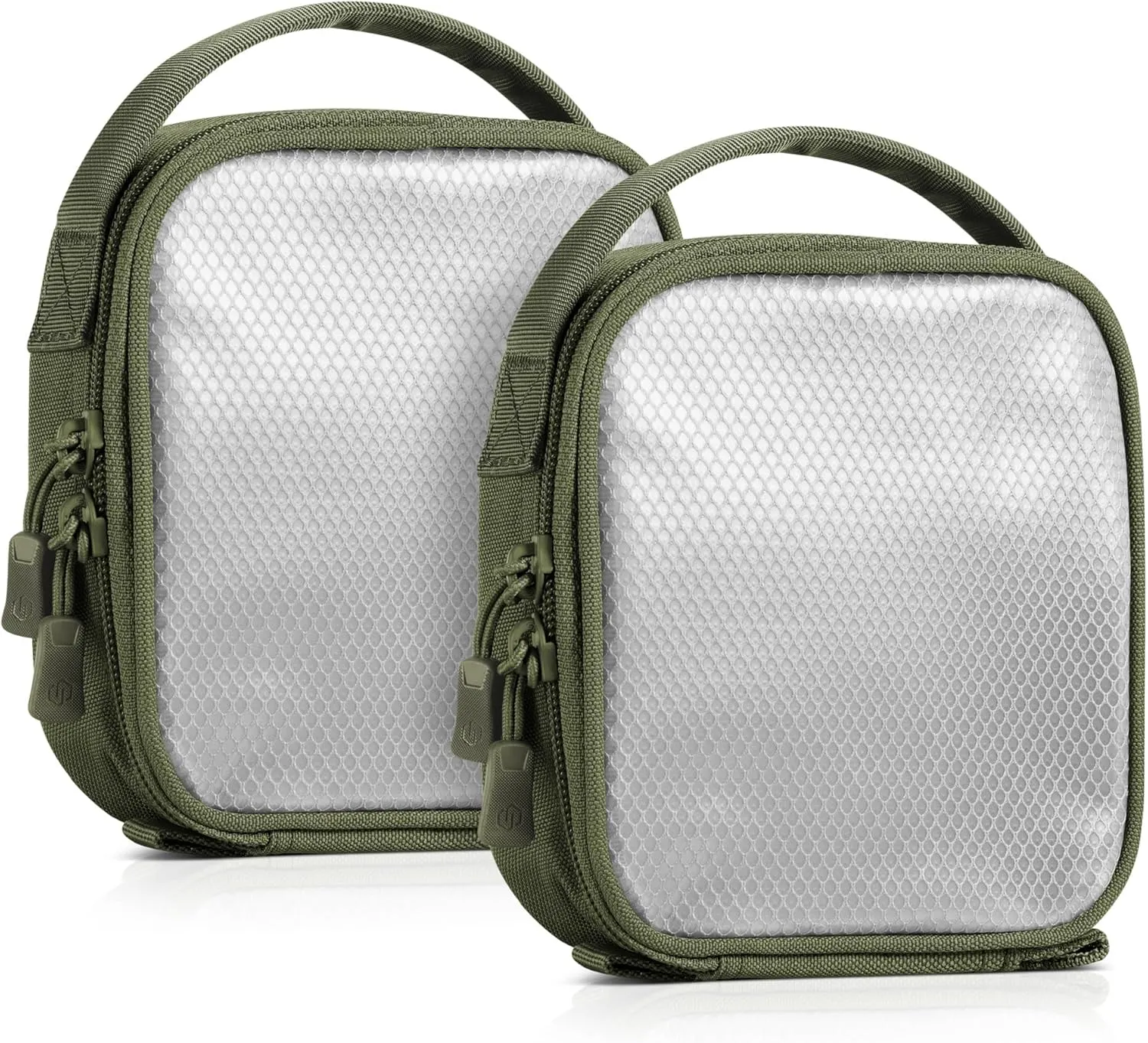 Savior Equipment Core Tactical Mesh Zipper Pouch, 6" x 6" Modular EDC Tool Organizer Range Gear Utility Storage Pocket w/Hook Backing, Dump Pouch with Handle, 2-Pack