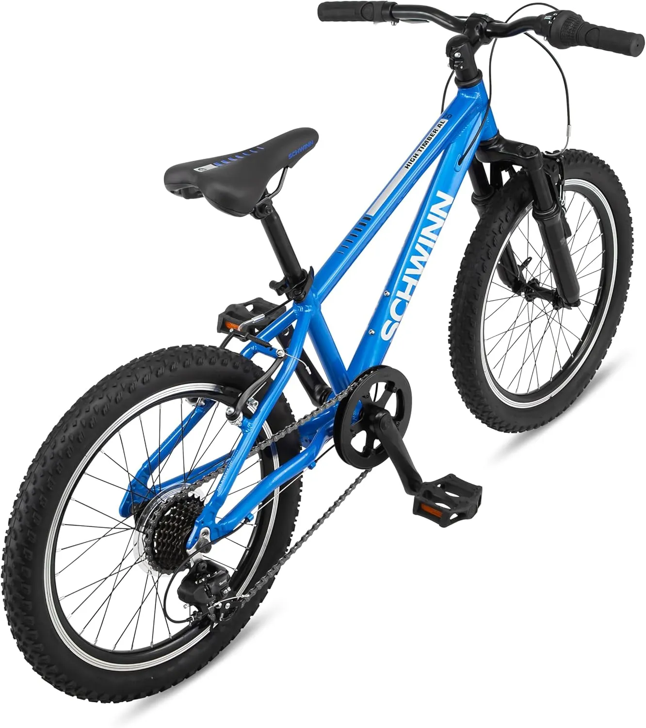 Schwinn High Timber Mountain Bike for Adult Youth Men Women Boys Girls, 24 to 29-Inch Wheels, 7 or 21-Speeds, Front Suspension, Aluminum and Steel Frame Options