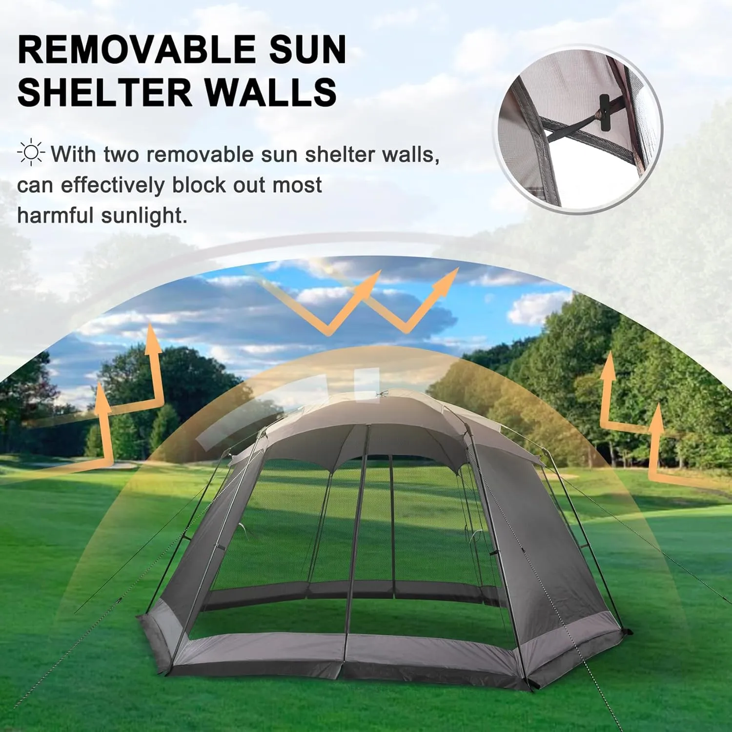 Screen House 15x13 FT Mesh Canopy Tent Camping Gazebo Shelter for 8-10 People Outdoor Party Activities