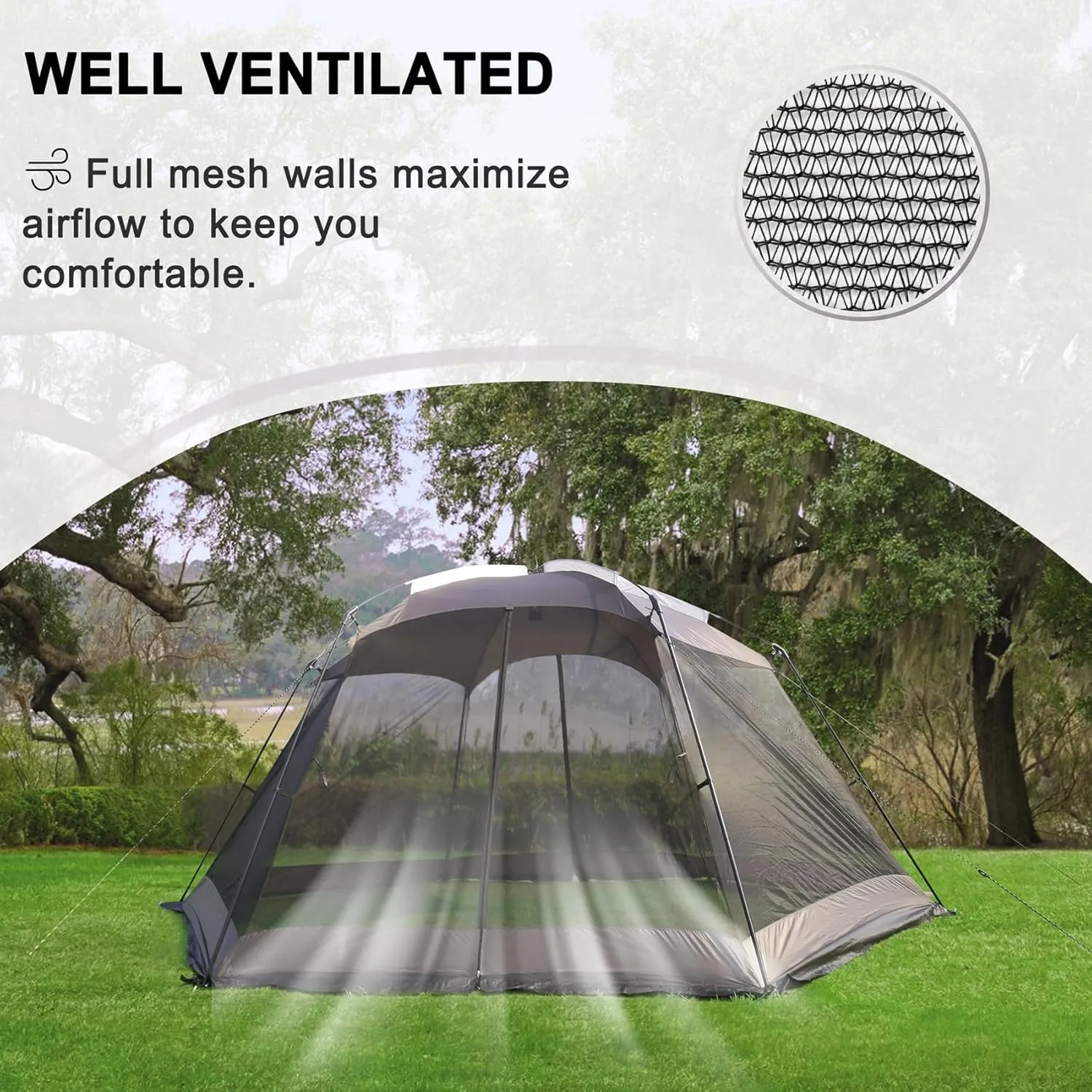 Screen House 15x13 FT Mesh Canopy Tent Camping Gazebo Shelter for 8-10 People Outdoor Party Activities