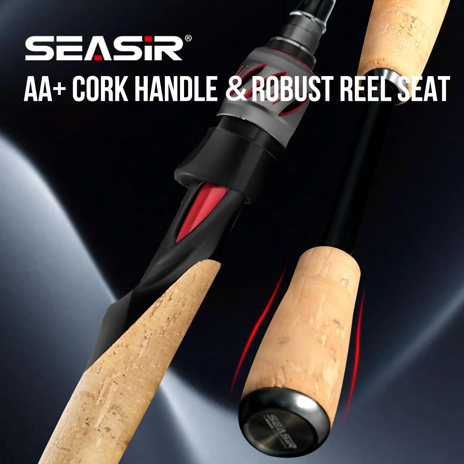SEASIR Repeater II Fishing Rod, Medium Light/Heavy Spinning Rod Bait-Casting Rod, 2 Piece, Cork Handle, 36T Carbon Fiber, Surf Travel Baitcaster Rod with Fuji A O Ring Guide for Saltwater Freshwater